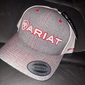 Ariat Heather Gray and Red Logo Cap